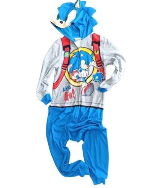 Boys Sonic The Hedgehog One Piece Hooded Pajama 6/7